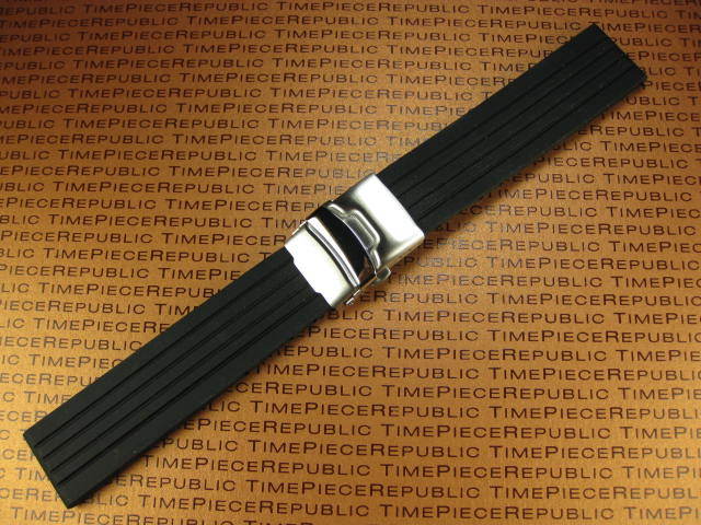 22mm Premium Black Rubber Diver Strap for IWC Pilot Watches
