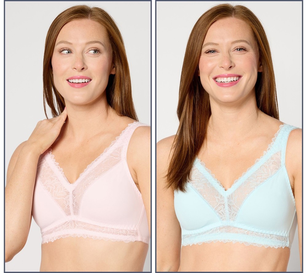 Breezies Women's Plus Sz Bra 1X  Lace Soft Support Wirefree White A634606