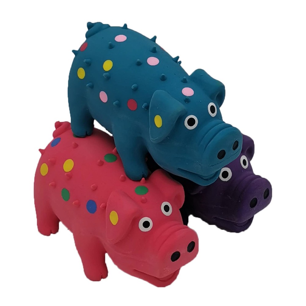 3 Pack 4 Inch Mini Latex Dog Squeaky Toys Goblet Pig Dog Toy for Mimi Small Dogs