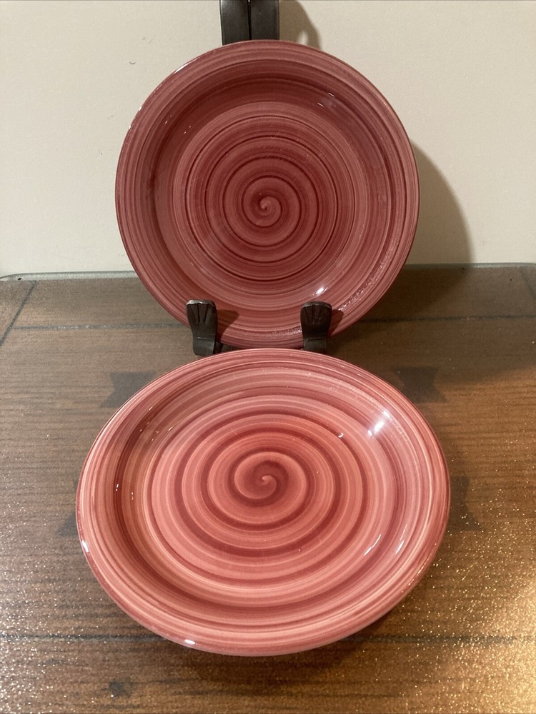 CITRUS GROVE Dark Pink Red Swirl - Set of 2 SALAD PLATES
