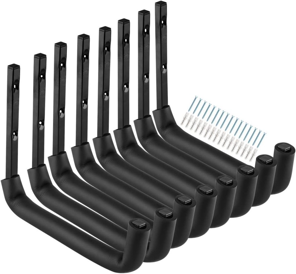 8 Pack Garage Storage Hooks,10 Inch Heavy Duty Ladder Storage Hanger, Wall Mount