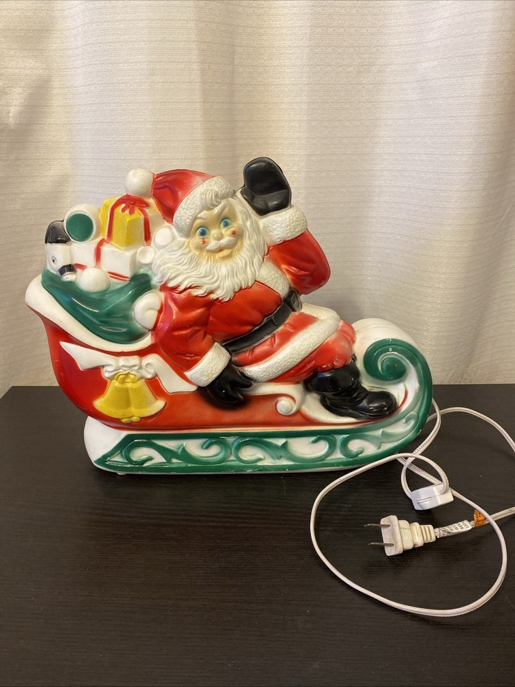 Vtg 1970 Empire Santa Claus in Sleigh Blow Mold Tabletop w/ Cord