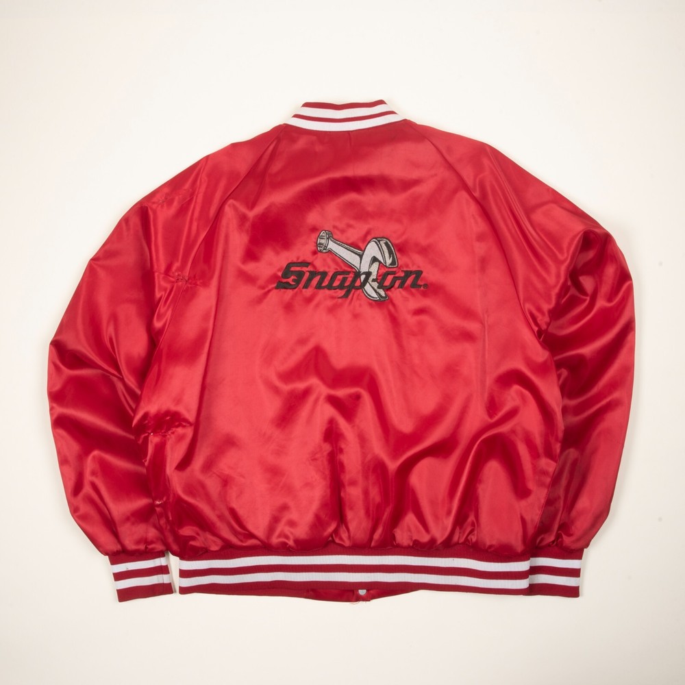 Vintage Snap On Satin Bomber Jacket Embroidered Snap-On Jacket 1965