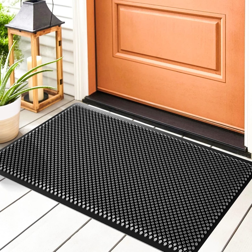 30x17 Inch Non-Slip Washable Outdoor Silicone Scraper Door Mat Weatherproof