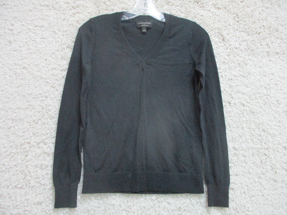 Banana Republic Sweater Small Adult Black Pullover V Neck Stretch Modern Womens