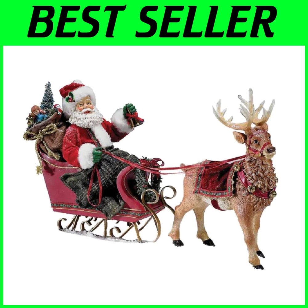 Christmas Fabriché Santa with Reindeer Tabletop Decor