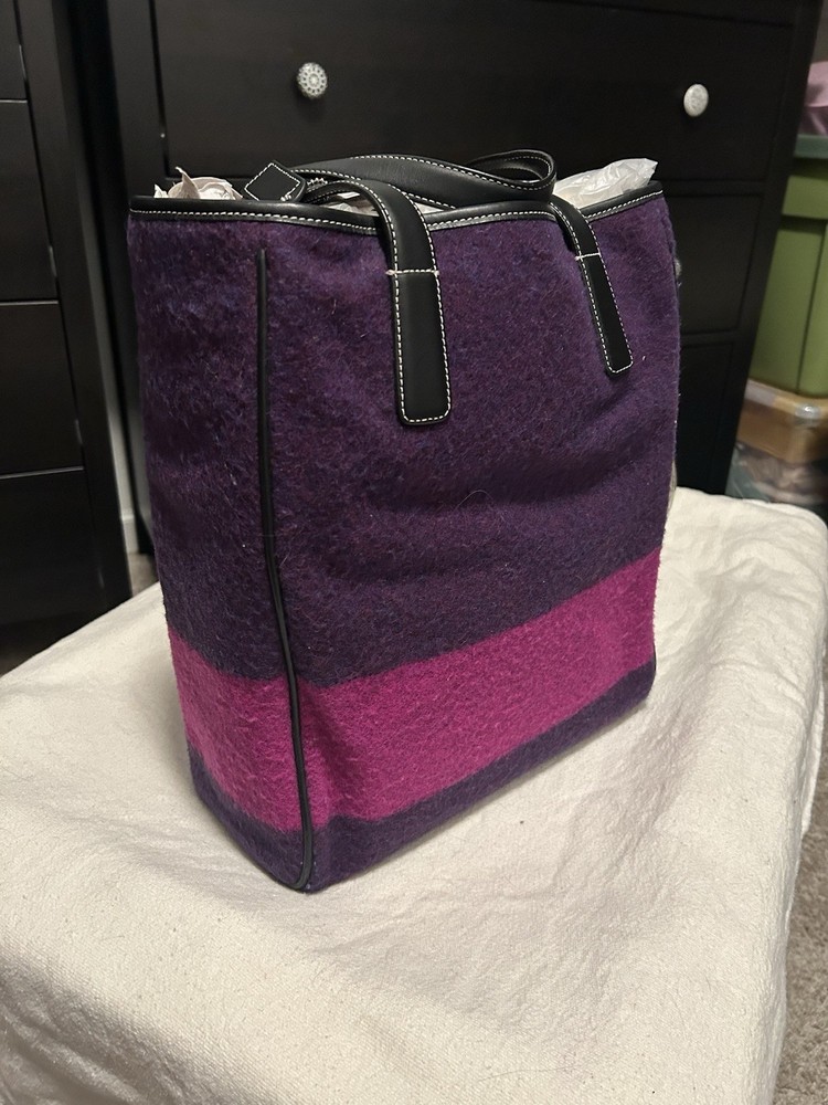 Vintage COACH 8129 Rare Pink & Purple Limited Edition Wool Tote Handbag
