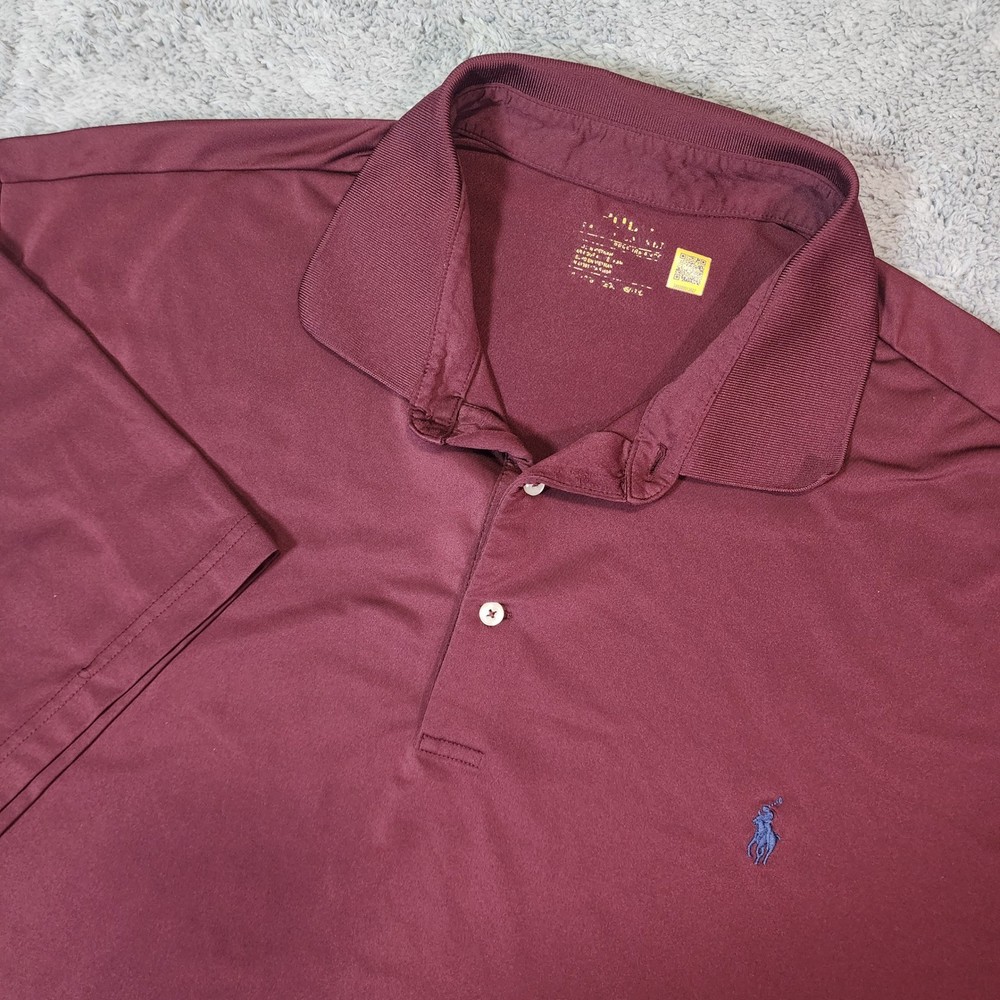 Polo Ralph Lauren Performance Shirt Mens 2XLT Tall Burgundy Short Sleeve Golf