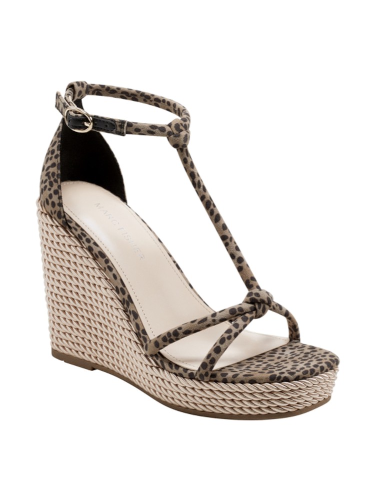 MARC FISHER Womens Brown 1 Twisted Platform Zinck Open Wedge Heeled Sandal 8 M