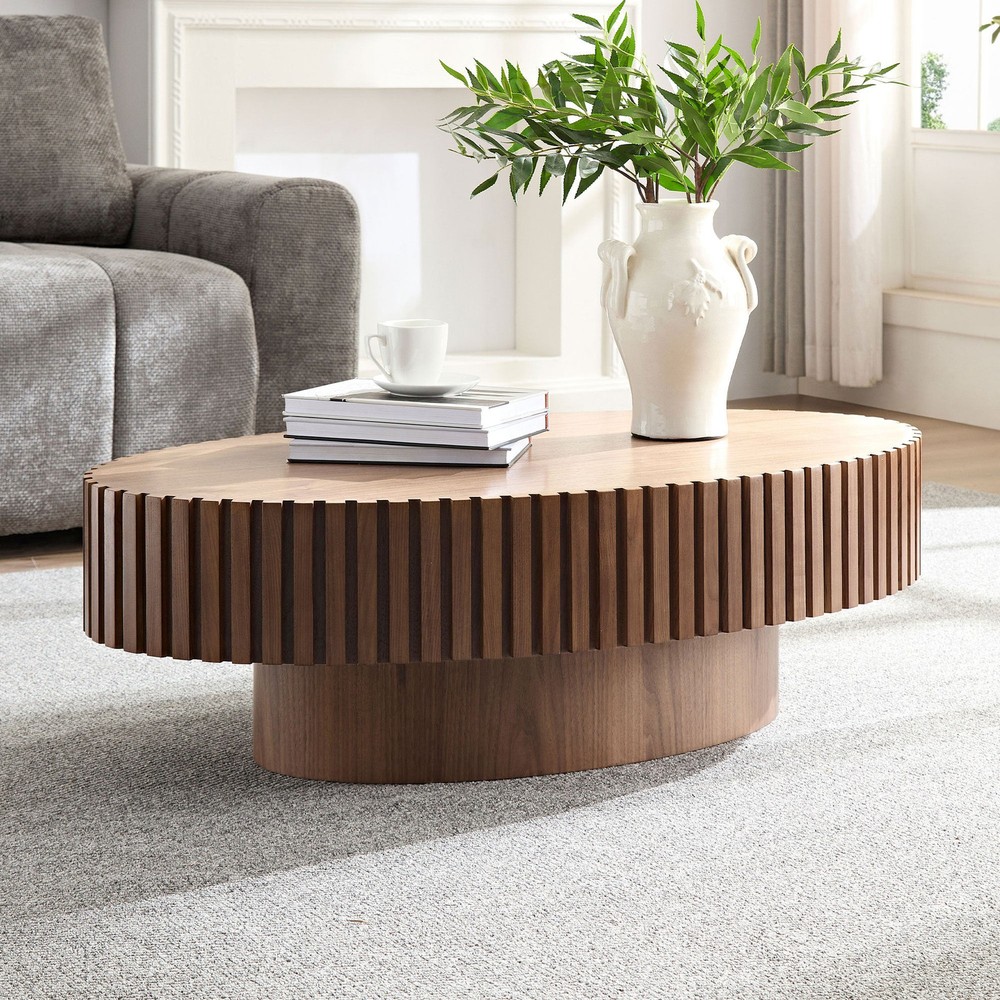 Modern Walnut Ellipse Coffee Table 44