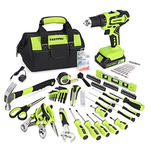 232-Piece 20V Cordless Lithium-ion Drill Driver and Home Tool Set, Household
