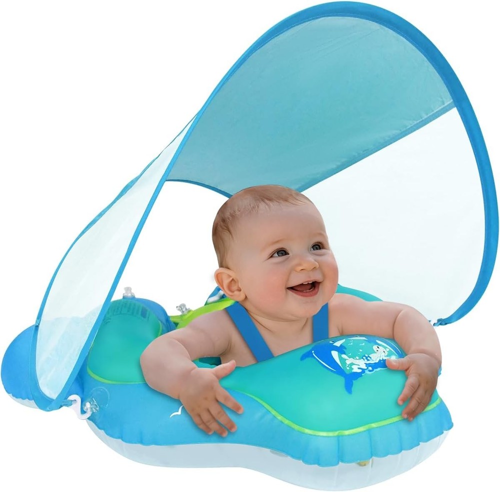Meegoo UPF50+ Baby Swim Float with Removable Sun Canopy for Safe Pool Fun