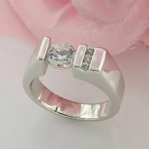 3Ct Round Certified Moissanite Men's Band Engagement Ring925 Sterling Silver