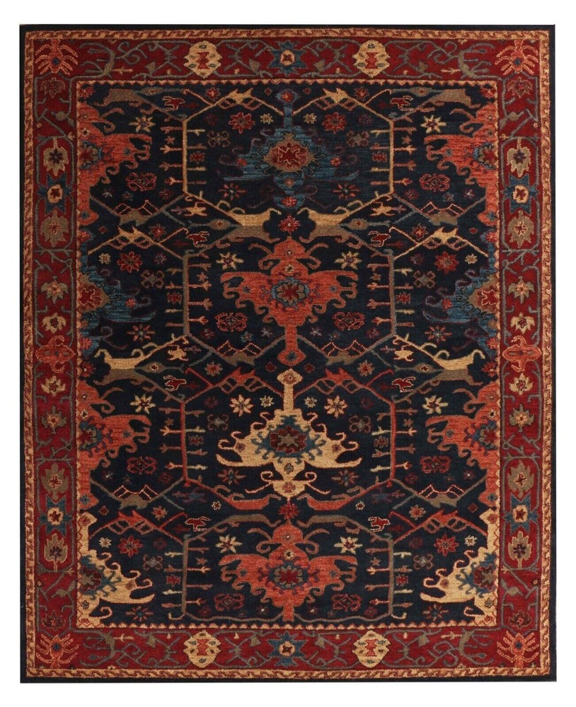 Channing Blue Handmade Contemporary Oriental Style 100% Wool Area Rugs & Carpet
