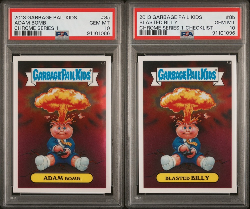 PAIR - 2013 Garbage Pail Kids Chrome 1 8a ADAM BOMB & BLASTED BILLY Card PSA 10
