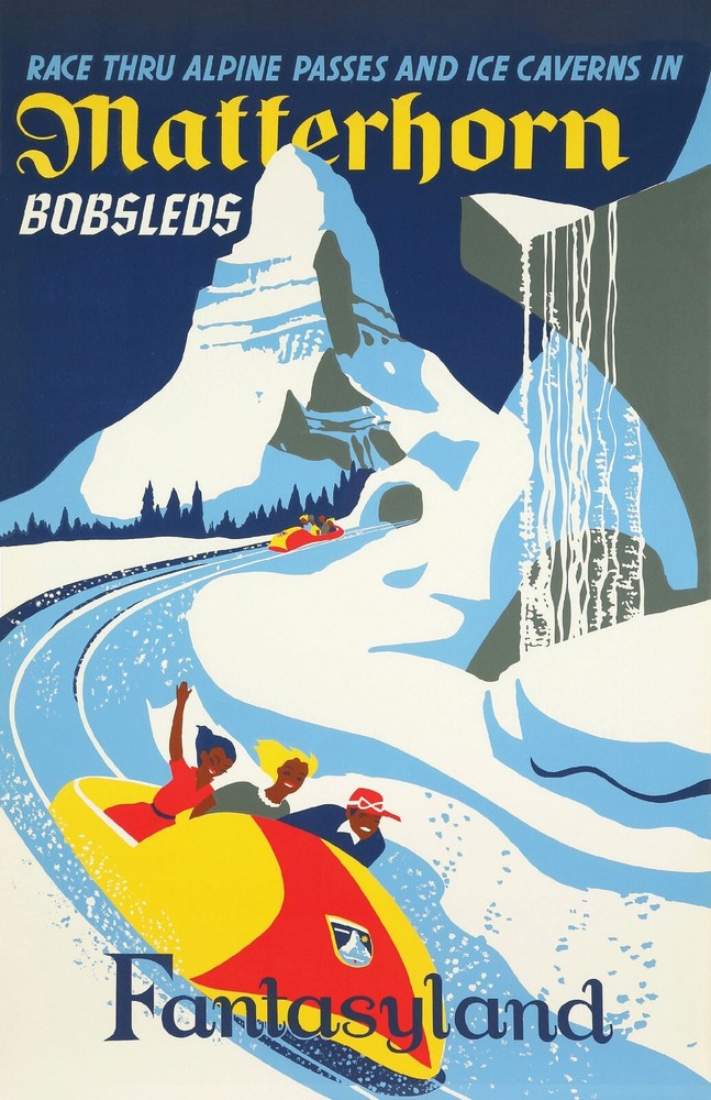Disneyland Matterhorn Bobsleds Poster Print 13x19 Satin Finish Art