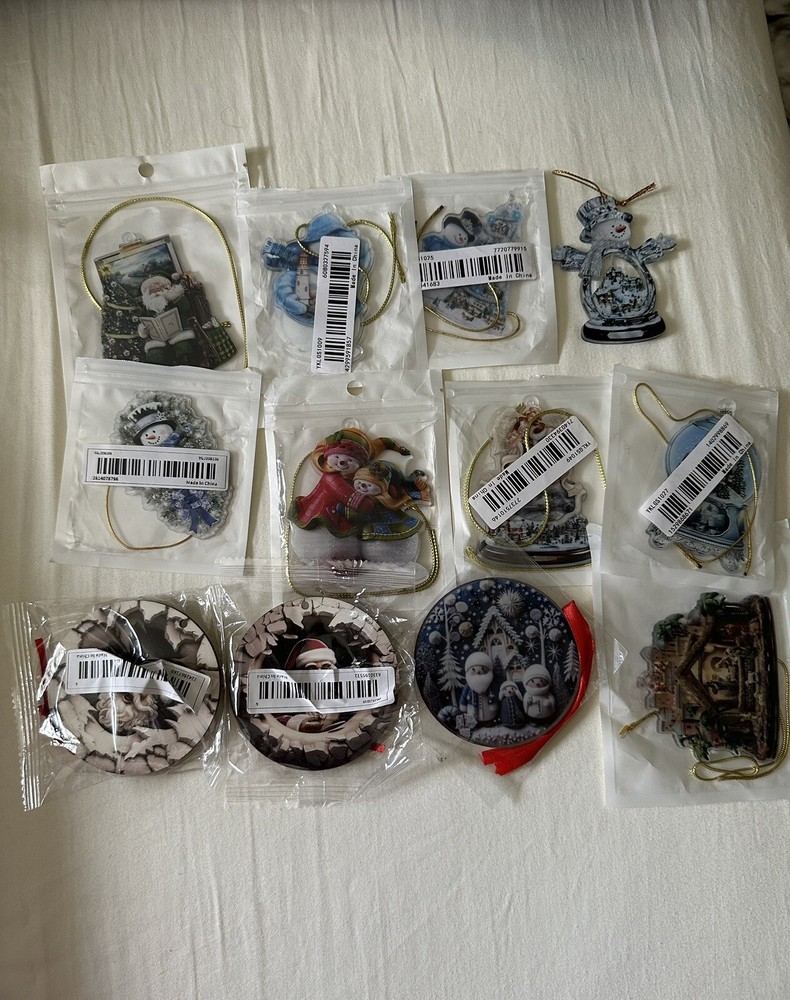 Christmas Ornaments. Set Of 12. New. Most Are Double Sided.