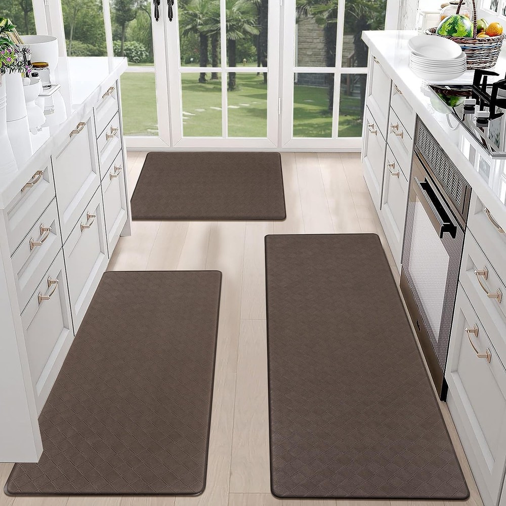 HEBE Anti-Fatigue 3-Piece Non-Slip Waterproof Kitchen Floor Mats for Comfortable Standing