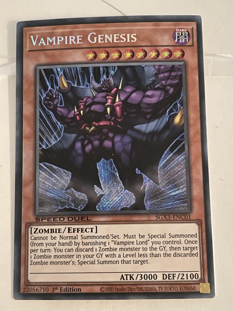 Vampire Genesis Secret Rare Speed Duel GX Yugioh Card SGX3-ENC01