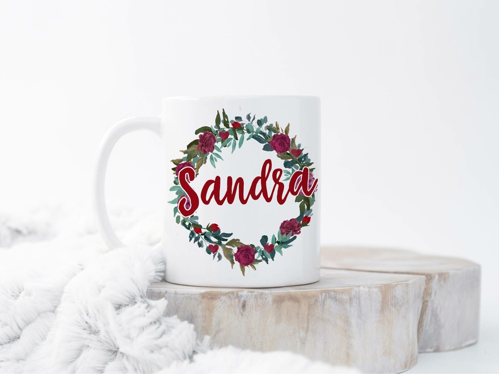 Floral Name Mug Custom Name Mug Personalized Mug Custom Coffee Mug Monogram Mugs