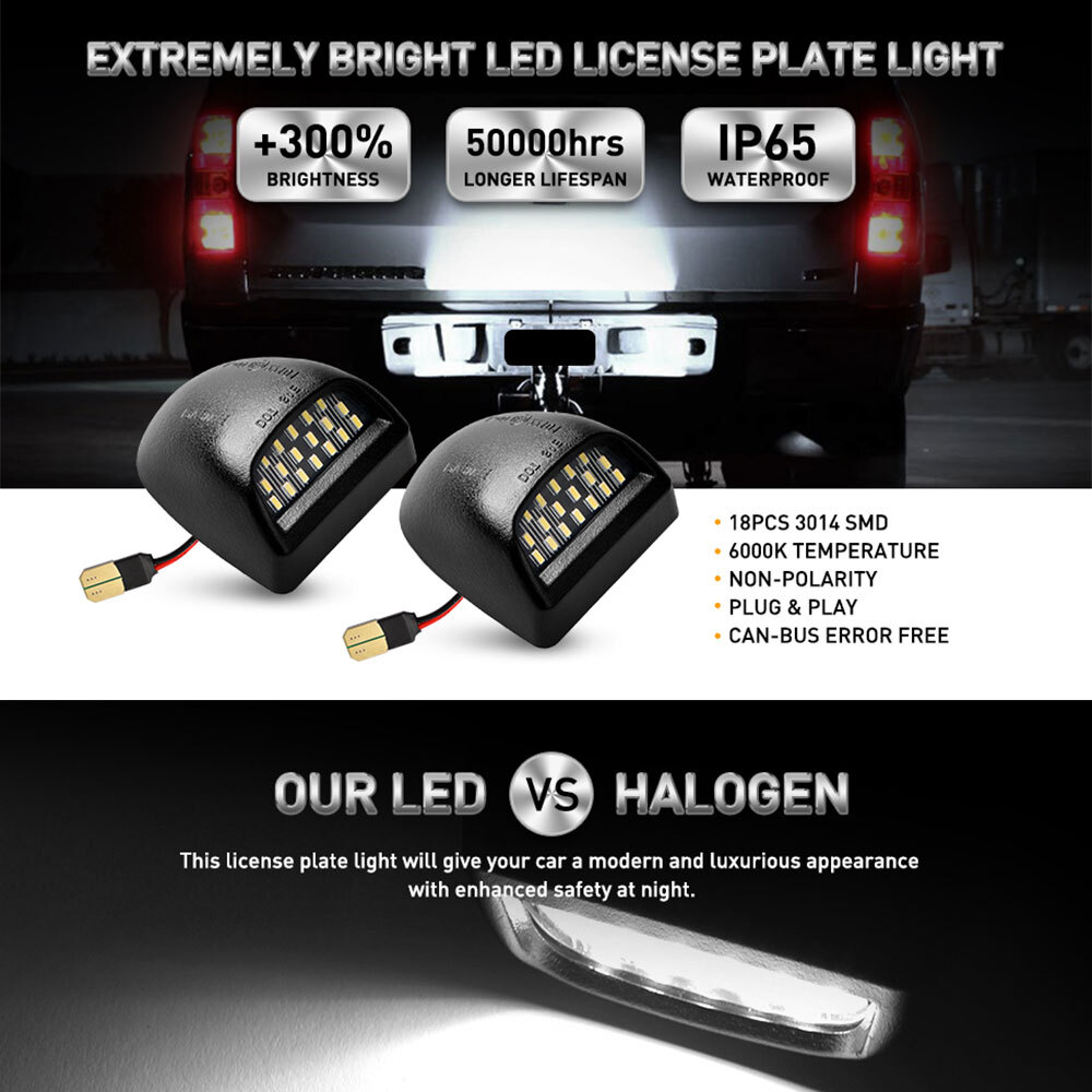 2X License LED Plate White Lights For 2000-06 Chevy Tahoe Suburban GMC Yukon XL