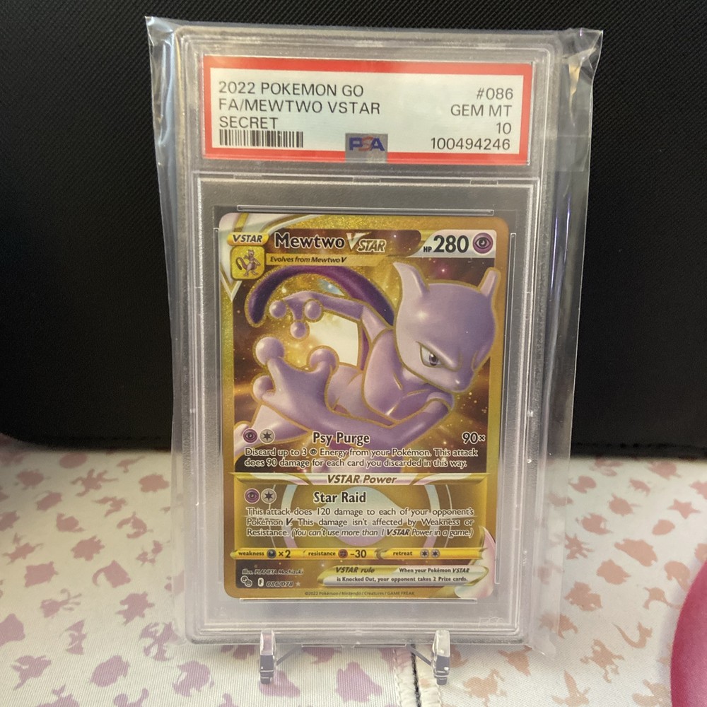 Pokemon Mewtwo VSTAR Pokemon Go Secret Rare Full Art #086 PSA 10 Gem Mint