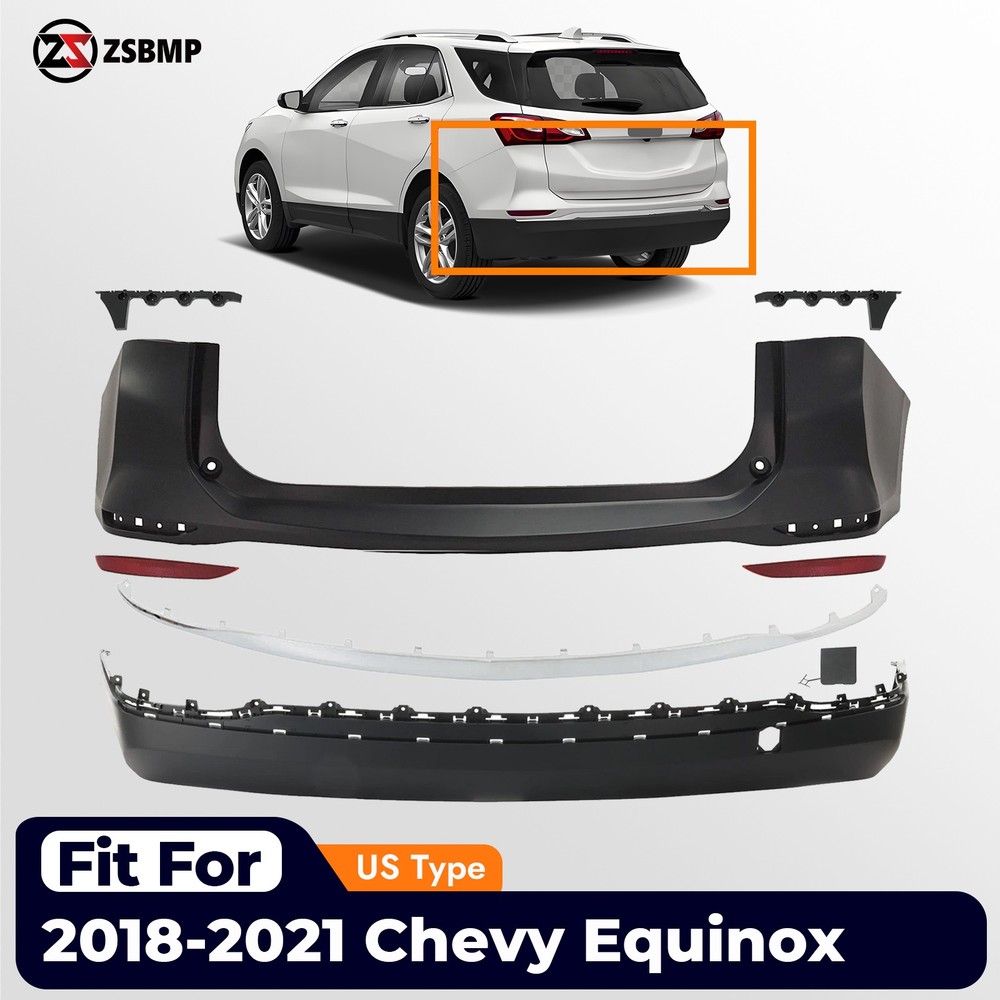 For 2018-2021 Chevy Equinox Primed Rear Bumper Cover Assembly w/o Sensor Hole