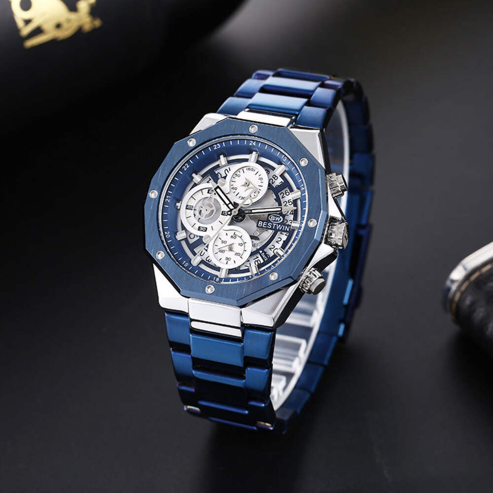Men's Stylish Luminous Six-pin Quartz Watch with Butterfly Buckle