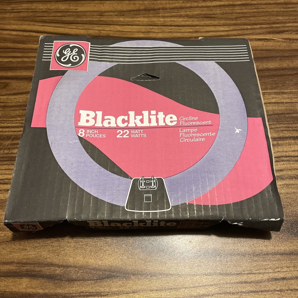 Vtg General Electric Blacklite Circline Fluorescent 8 Inch 22W Blacklight Bulb