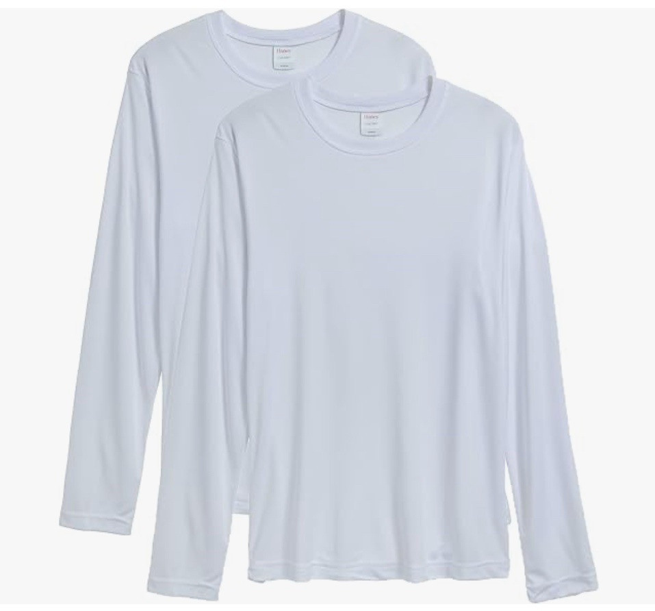 Hanes Cool DRI Long-Sleeve Performance Shirt for Men, Pack of 2, Size XL