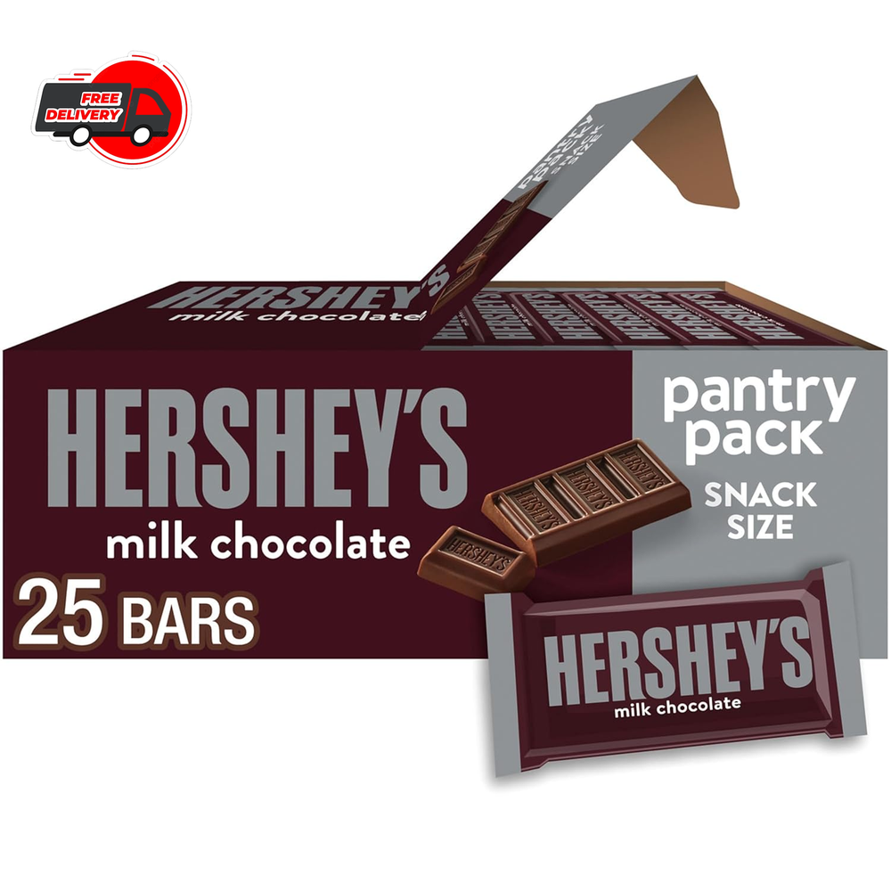 Hershey's Milk Chocolate Snack Size Candy Bars 25 Pack 11.25 Ounce Box