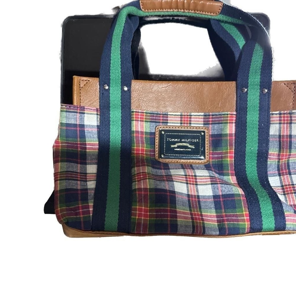 Tommy Hilfiger American Classics Madras Plaid Canvas Mini Tote Bag