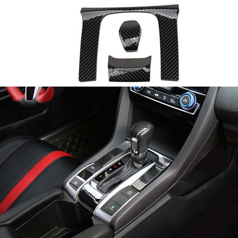 For Honda Civic 10Th 2016-2020 Steel Carbon Fiber Console Gear Shift Knob Trim