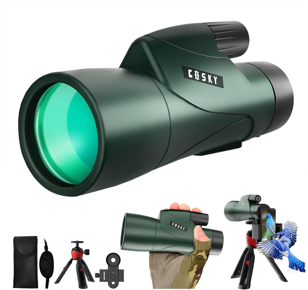 12X55 HD Monocular Telescope with BAK4 Prism & FMC Lens, Lightweight with Smartp