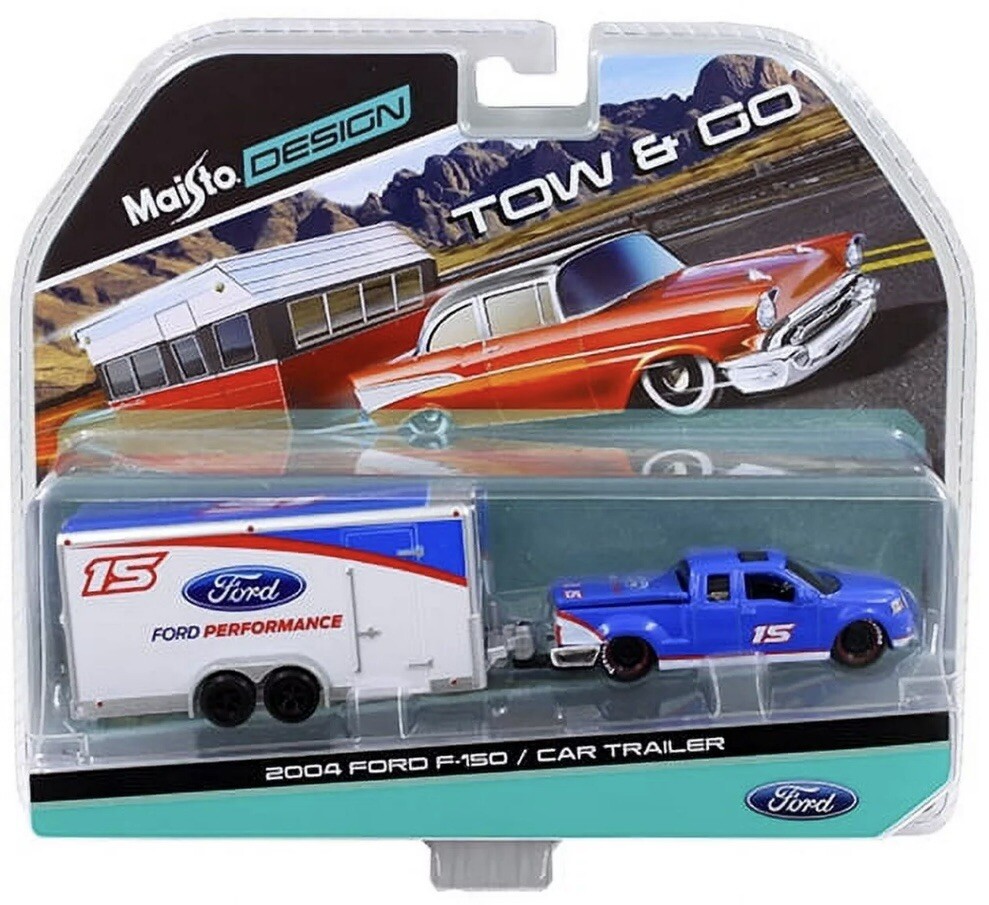 MAISTO DESIGN 2004 FORD F-150 & CAR TRAILER TOW & GO