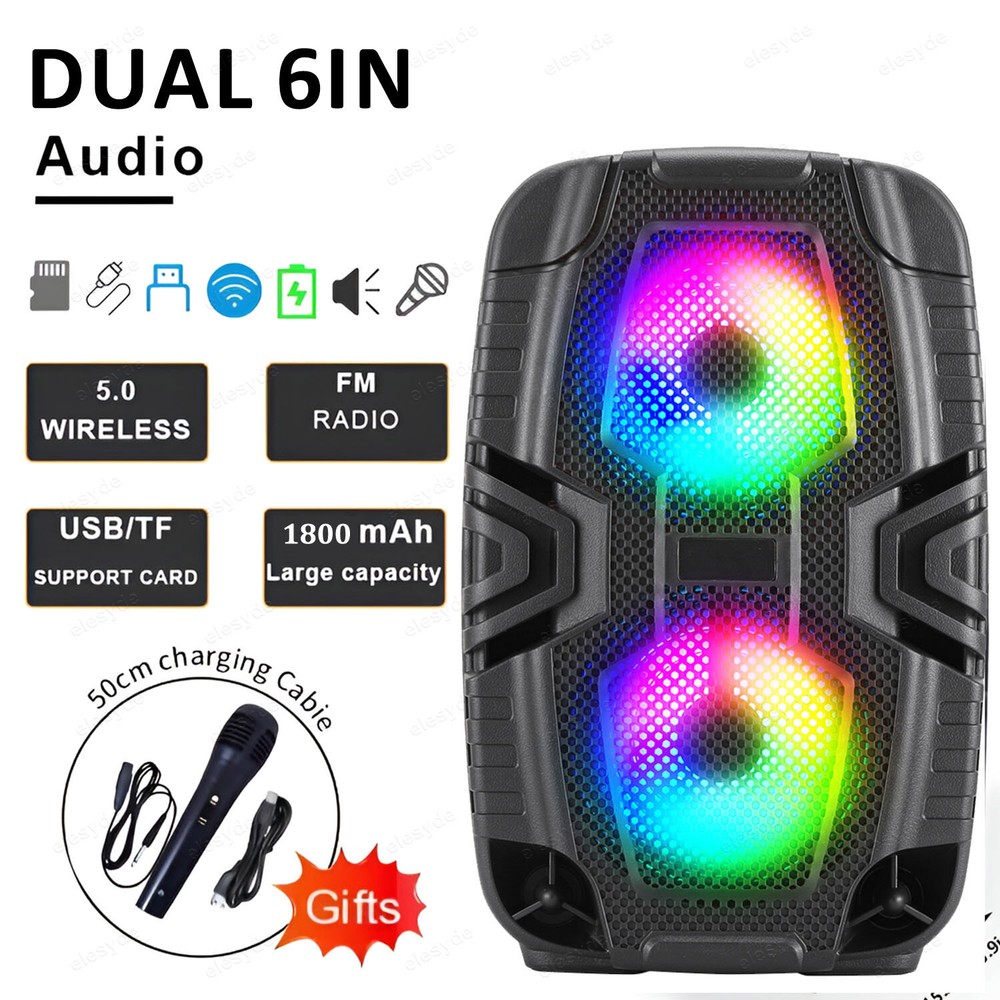 Portable Bluetooth Speaker with Dual 6