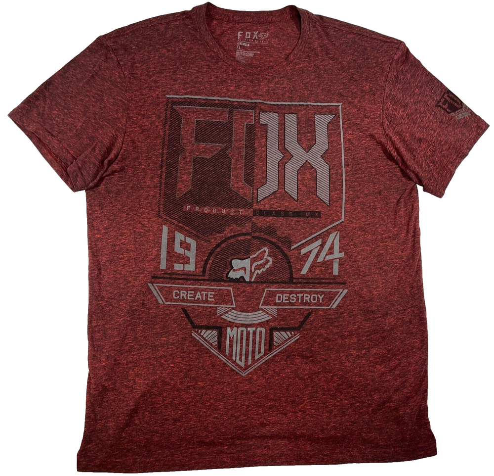Fox Racing Red Y2K Motocross Slim Fit Graphic Tee XL