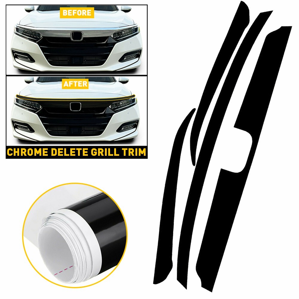 Chrome Delete Blackout Overlay for 2018-20 Honda Accord Front Grill Trim L