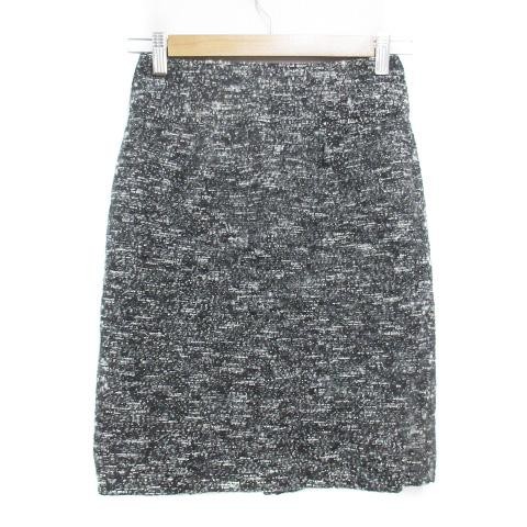 Burberry London Wool Blend Tweed Skirt Knee Length Black Size 36 Womens