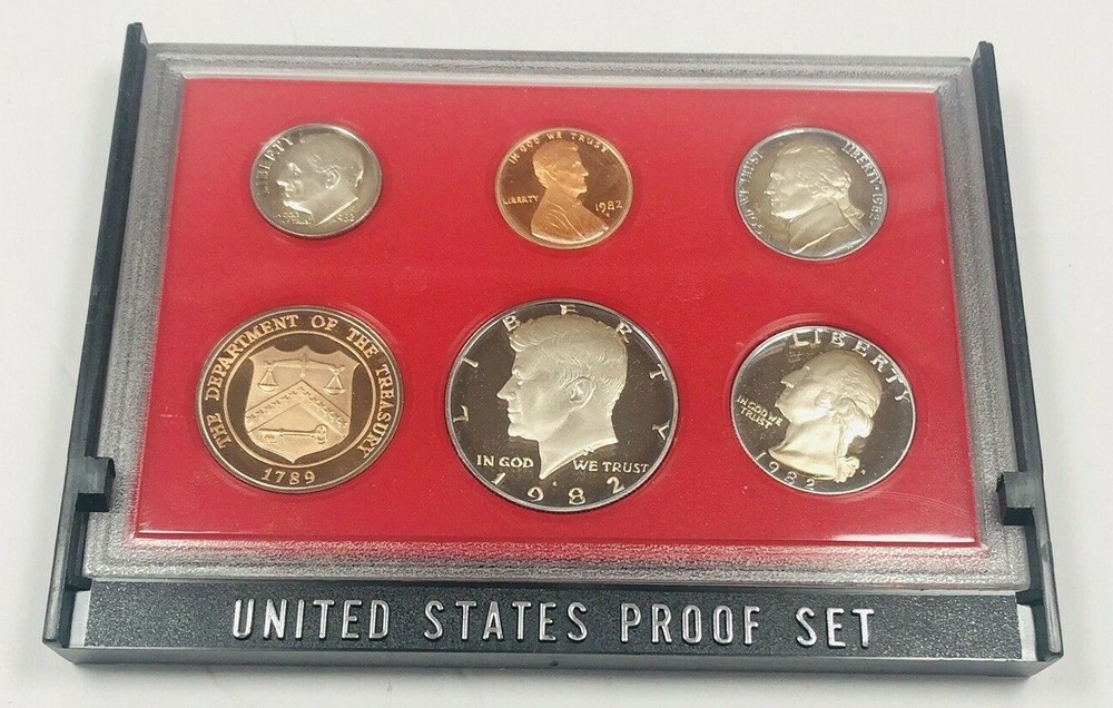 1982 S US Mint Proof Set Lot of 5 Sets Original Box 25 Coins US Coins