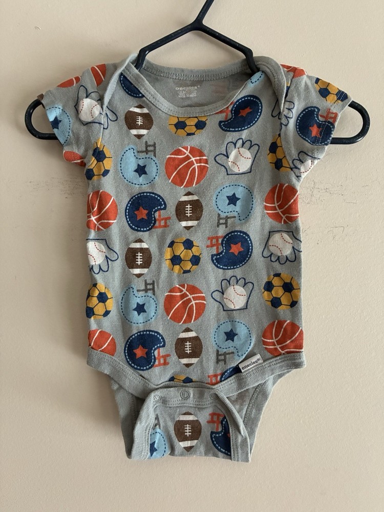 Onesies Baby Boys Colorful Sports Balls Cotton Short Sleeve Bodysuit Gray 3-6M