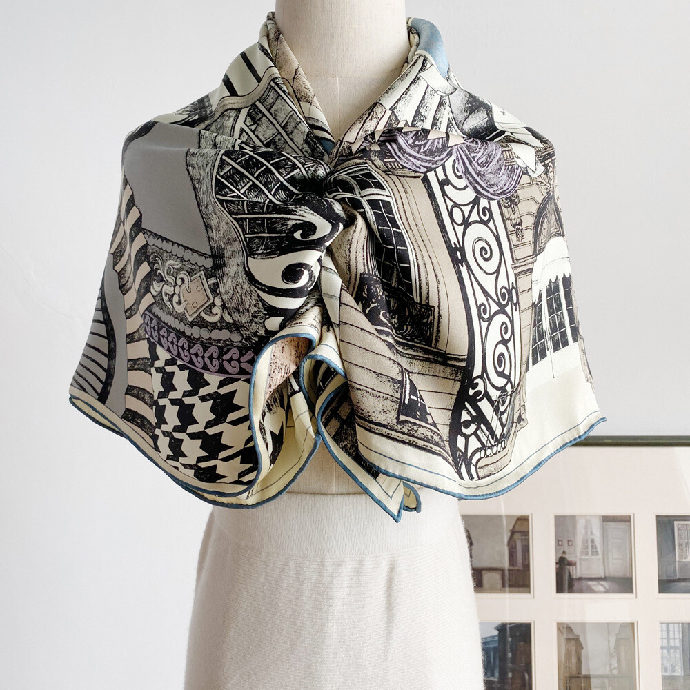 New Spring Boutique High Quality 22Momme Mulberry Silk Two-Faced Satin Scarf 43