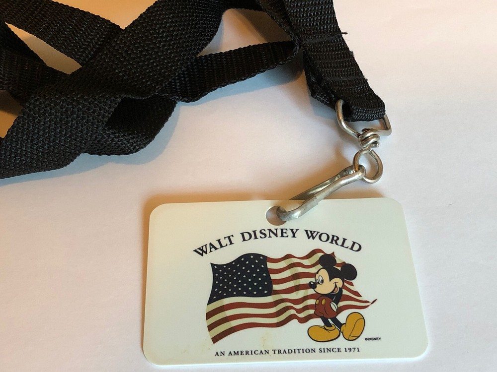 USA Flag Mickey Disney Pin Lanyard with Card for Disney World