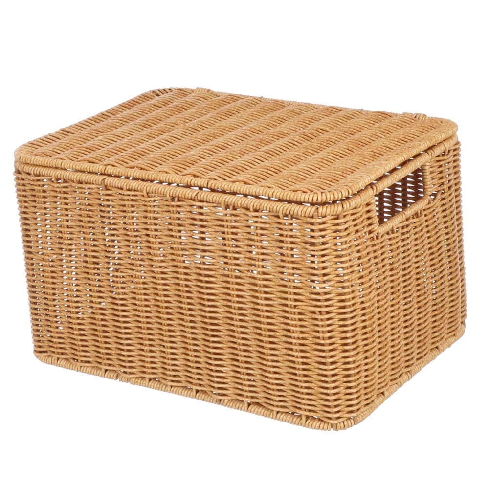 Wicker Baskets with Lids, Decorative Storage Baskets 12x9 Inch Woven Rectangu...