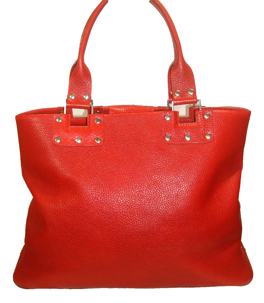 Kale Gorgeous Red Pebbled Leather Suede Lined Large Tote Shoulder Bag Near MINT!