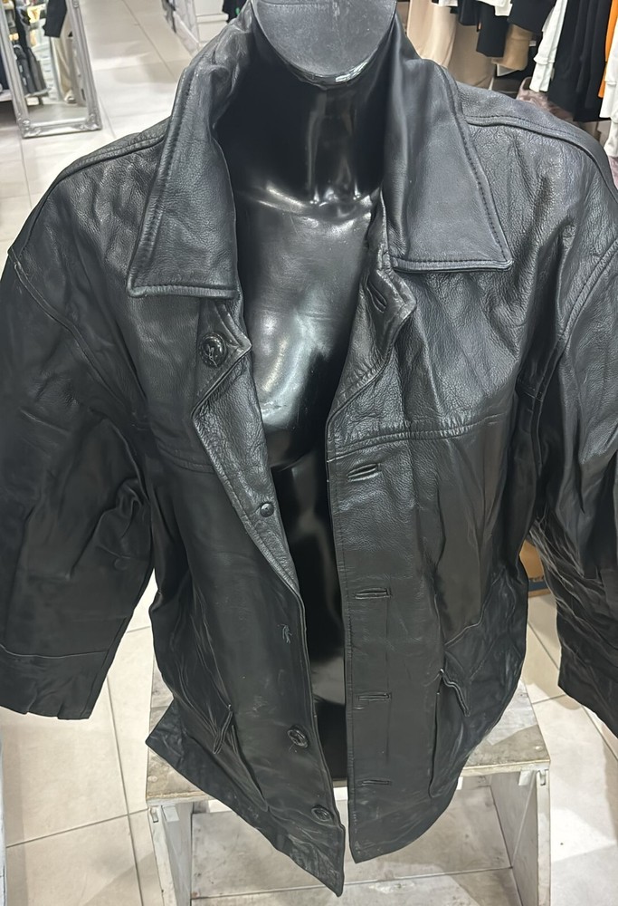 Vintage Genuine Leather Jacket for Women Size 46 Black LLD205