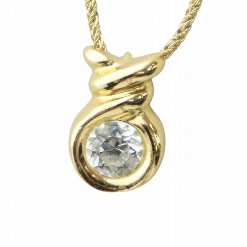 Christian Dior Rhinestone Logo Gold Pendant Necklace Y0706 Gy1