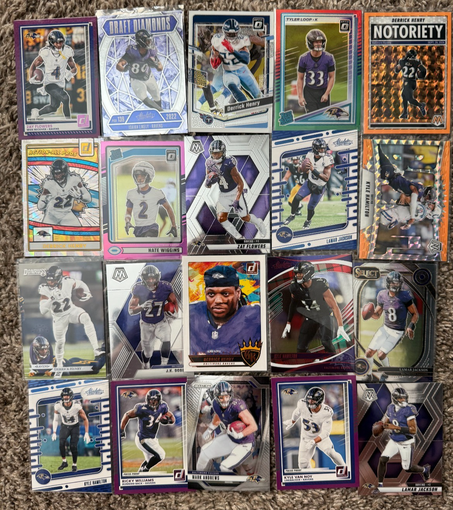 Baltimore Ravens 20 Card NICE Lot Jackson, Henry, RCs , Inserts, etc