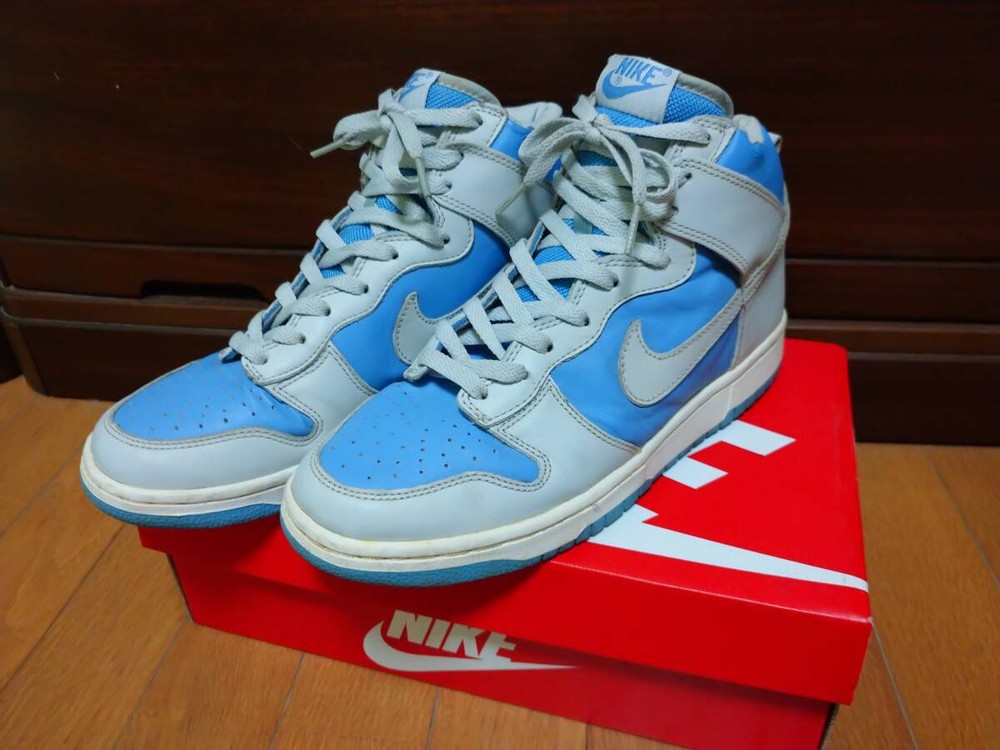 NIKE Men 9.5US Dunk High/Nt Grey/Nt Grey-University Blue Used
