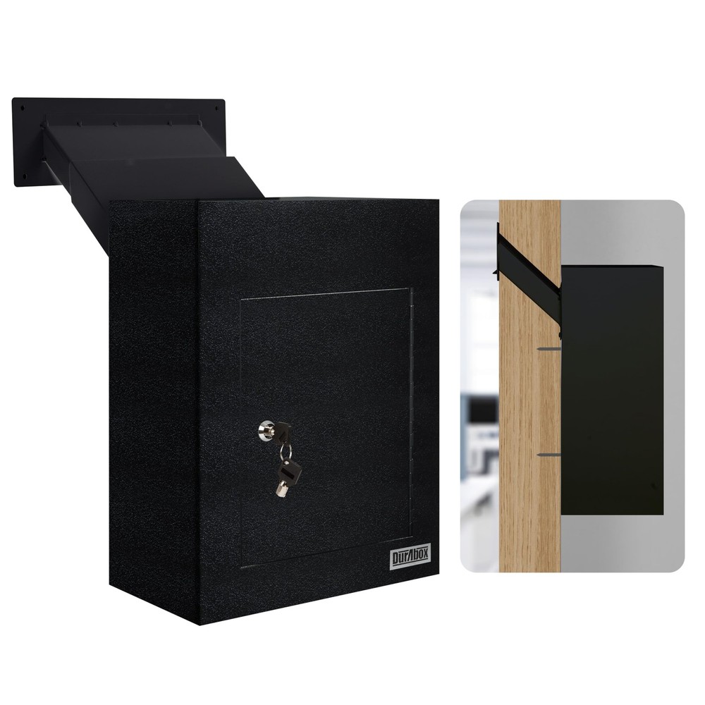 Heavy Duty Through-The-Wall Drop Box Safe 17x13x7 Steel Mailbox Deposit Slot
